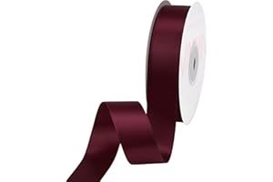 VATIN 22mm Double Faced Polyester Satin Ribbon Wine - 23 Metre/Spool, Perfect for Wedding Decor, Wreath, Baby Shower,Gift Package Wrapping and Other Projects