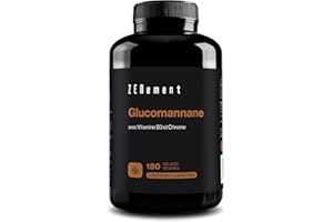 Glucomannane 4200 mg par Dose avec Vitamine B3 et Chrome – Fibre de Racine de Konjac – Pour le Contrôle du Poids – 180 Gélules Véganes – Zenement