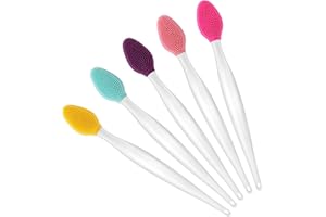 Qianyu 5 Pcs Lip Brushes Tool Lip Scrub Brush Double-Sided Silicone Lip Exfoliator Brushes Lip Scrubber Tool Smoother and Fuller Appearance Soft Bright Lightening for Dark and Chap Lips (Set 1)