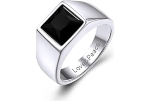 GoldChic JEWELRY Anello Pietra Zaffiro Ossidiana Alta Trasparenza Intarsio 3D Tagliato a Diamante Anello Uomo Acciaio Misura IT 14-32