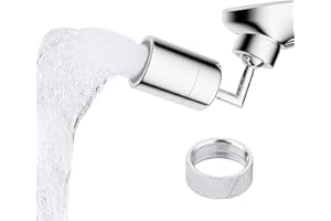 Hibbent Grifo de fregadero giratorio de 720 grados, grifo de filtro de salpicaduras universal, accesorio de adaptador de cabezal de pulverizador de aireador cromado, macho de 24 mm