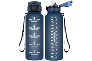 Vikaster 1.5 Litre Große trinkflasche, BPA-frei 1500ml Auslaufsicher Kunststoff Wasserflasche, Trinkflasche für Yoga, Fitness, Reisen, Outdoor