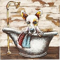Kare de Iron Bathing Dog 80 x 80 cm, metal, multicolor, 8.5 x 80 x 80 cm