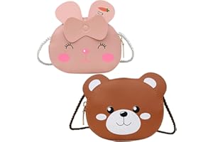 Forreen Kinder Umhängetasche, 2 Stücke Prinzessin Mini Taschen Mädchen Umhängetasche kleine Süße Handtaschen PU Leder Geldbörsen Messenger Taschen für Kinder Mädchen