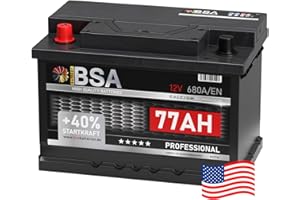 ‎BSA BATTERY HIGH QUALITY BATTERIES US Autobatterie 77Ah 680A/EN USA Batterie Pluspol Links Voyager Cherokee Wrangler Navara Captiva