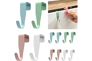 Hisdricus 12 Pezzi Ganci per Porta – Appendiabiti da Porta per Porte fino a 2cm in Acciaio al Carbonio – Ganci Colorati per Porta Sopra Porta Senza Fori – Elevata Capacità di Carico per Porte e Armadi