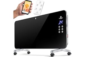 Kesser® Chauffage électrique en verre, convecteur, radiateur électrique, noir