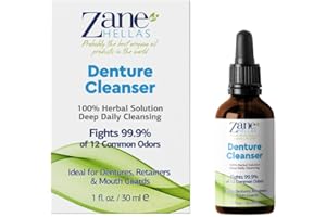 ZANE HELLAS PROBABLY THE BEST OREGANO OIL PRODUCTS IN THE WORLD Zane Hellas Limpiador para dentaduras postizas (Denture). Aceite de orégano. Ideal para dentaduras postizas, retenedores, aparatos ortopédicos y protectores bucales.1 fl.oz - 30ml