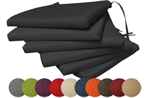 ‎CHILLY PILLEY chilly pilley 6X Gartenkissen Stuhlkissen Set Gartenstühle Stuhlauflage Sitzkissen Sitzpolster Auflage Gartensitzkissen Garten Kissen (6er Set, Schwarz)
