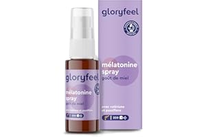GLORYFEEL Spray Mélatonine Miel - Premium : 5 Fois Plus Fortement Dosé* pour 220 Jours + Vitamines B6 & B1, Lavande, Valeriane + Passiflore - Spray Sommeil Sans Alcool, Sans Sucre et Vegan