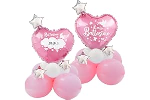 BETESSIN Centrotavolo Battesimo Bambina Palloncini Scritta Il Mio Battesimo Rosa Doppia Faccia Scrivibile Decorazione Tavolo Festa Bomboniere Confetti Nascita Battesimo Baby Shower