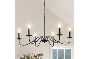 MRHYSWD Lustre Noir Vintage, 6 Lumières Suspension Luminaire Industrielle Lustre Salon Chambre Salle à Manger Couloir Entree, Ampoule E14 (Non Incluses)