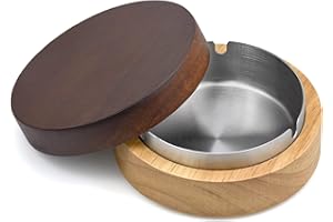 MINSHUXI Cigare Cendrier Anti Vent Portable Cendrier Ronds Avec Couvercle Fermé Anti Odeur, pour Cigarettes ou Cigares à usage Intérieur et Extérieur, 10cm