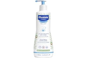 Mustela Lait de Toilette à l'Avocat Perséose BIO, Visage, Corps, Change, Bébé, Enfant, Famille - Nettoie sans rincer, 98% d'ingrédients d'origine naturelle (500ml)