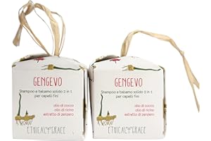 Ethical Grace - Gengevo - Shampoo e Balsamo Solido 2 in 1 Vegano Naturale per avere Capelli Voluminosi e Leggeri con Estratto di Zenzero, Olio di Cocco, Olio di Ricino e Proteine del Grano 90 gr