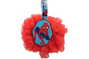 MARVEL - Fleur De Douche Spider Man - Mousse Abondante, Toilette Corps Douche, Bain - Filet Résistant Avec Cordon - Accessoire Officiel Marvel - Idée Cadeau Originale - Pour Enfants Et Adultes