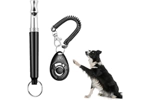 UNMOT Dog Training Kit - Whistle, Paw Print Bracelet, and Clicker Set for Effective Obedience Training - Black, ABS Material