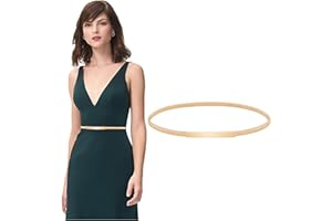 JASGOOD Women Skinny Elastic Waist Belt Thin Gold Metal Stretch Chain Belt for Dresses with Interlock Buckle