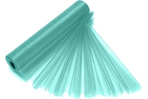 TRIMMING SHOP Rotolo di tessuto trasparente in organza, 29 cm x 25 m, color verde acqua, elegante panno decorativo per matrimoni, sedie, runner da tavola, bomboniere, forniture per nastri, accenti per abiti e borse