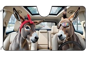 BAGEYOU Car Front Windshield Sunshade Donkey Couple Decor Vehicle Sun Shade Visor UV Ray Reflector Sun Protector, Keep Vehicle Cool, 55" x 30"