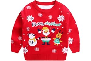 URMAGIC Pulls de Noël pour bébés Pull en Tricot à Manches Longues pour Enfants Garçons Filles Hiver Tricoté Motif de Noël Cardigans à col Rond pour 2 à 8 Ans