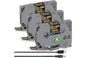 Acmerota TZe-334 TZe-324 TZe-314 12/9/6 mm * 8 m, zastępuje Brother TZe-334, laminowane złoto na czarnym, do Brother P-Touch PT-H110 H107B H100LB D400 H200 1000 E100 D600 PT-D210-PT-D PT-H100