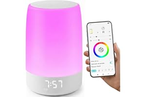 LUMS Máquina de Ruido Blanco con Reloj y 32 Sonidos Relajantes – Bluetooth y App de Control – 8 Colores de Luz Nocturna – Portátil con Batería Recargable 8H – Ideal para Dormir Bebés, Niños y Adultos