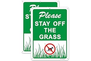 DMYTOP 2 Pack Please Stay Off the Grass Dog Sign,No Dog Pooping Peeing Yard Sign, 25 x 18 x 0.1 Cm Rust Free Rust Free Aluminum Easy Mounting