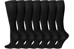 IOGGTSER Compression Socks for Women and Men, 7 Pairs Medical Compression Stockings 15-20 mmHg Support Socks for Athletic, Varicose Veins, Running, Cycling, Hiking, Flight, Travel, Nursing, Pregnancy