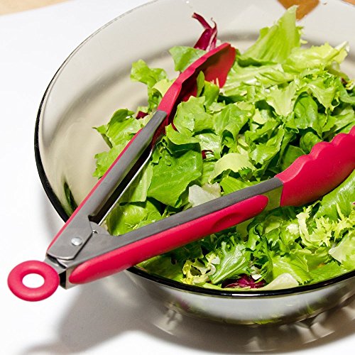 Chef Hessler, erstklassige Qualität, widerstandsfähiges Premium Silikon Zangen-Set für die Küche zum Kochen, Braten, Grillen (rot,22 cm & 30 cm) + Silikon Pfannenwender (rot, 28 cm) - 7