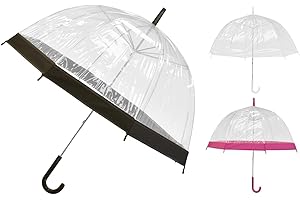 CELINO making your day 23'' Large Clear See Through Dome Umbrella Ladies Transparent Walking Rain Brolly