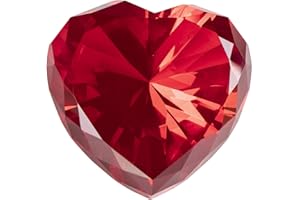 QIANWEI Ruby Crystal Diamonds Paper Weights with Gift Box, 80mm Red Heart Shape Real Crystal Diamond Glass Gems Paperweight , Big Diamonds Birthday Anniversary Women Her Valentine's Day Gifts