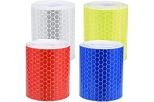 FLZONE Cinta Adhesiva Reflectante, Pegatinas de Seguridad Cinta de Advertencia Reflectante Se Puede Usar para Conducir de Noche, Marca de Seguridad para AutomóVil/Moto/Bicicleta（3 m x 50 mm