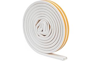 vgggrd Tiras de Cinta de Espuma 6m, Tira de Sellado Junta de Forma D, Ventana de Espuma Burletes Autoadhesiva para Bloquear Grietas y Huecos, Burlete Ventana Corredera
