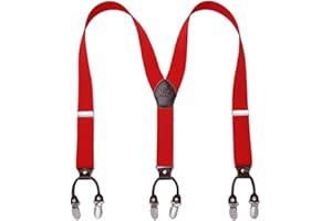 KANGDAI Bretelles Homme Larges 6 clips Brace Men Y Retour Suspensions ajustables élastiques et durables Clips en métal fort