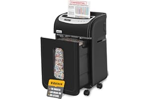 VidaTeco Mirco-Cut Paper Shredder Heavy Duty, 60-Minute 18-Sheet Shreds Paper/Card/Staple/Clip Paper Shredder for Home Office Use, Security Level P-4 Jam Proof System 30L Pullout Basket and Wheels