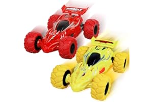 Shayson Monstertruck Spielzeug ab 2, 3 Jahren, Monster Truck Spielzeugauto Aufziehauto, Drehbare Frontpartie, Aufrechter 360°-Drehstunts, Kinderspielzeug Autos für Jungen Mädchen Geschenk，2 Stück