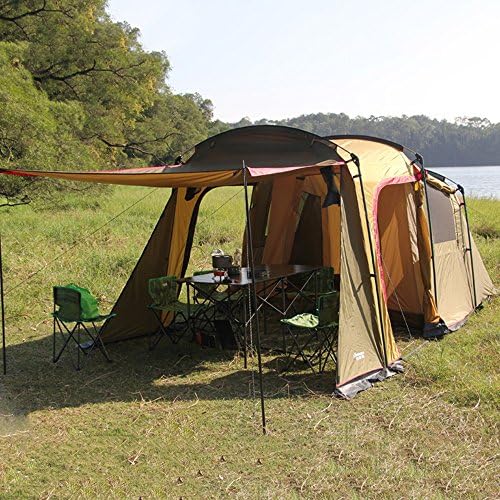 QFFL zhangpeng Tent Double Rain Shelter One Bedroom One Outdoor Tent Wilderness 5-8 People Camping Big Ten Tunnel Tents