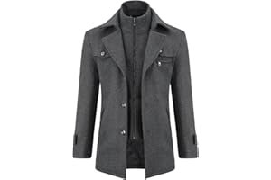 Allthemen Abrigo de invierno para hombre abrigo corto abrigo de lana cálido chaqueta de invierno de negocios