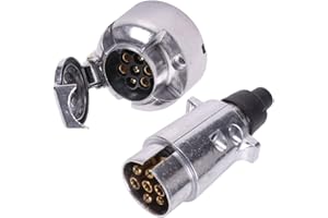 AGRISHOP 12V 7 Pin Metal Aluminium Alloy Trailer Plug,7 Pin Trailer Socket,7-Pin Trailer Plug Socket,7PinTrailer Socket Plug, Tractor Plug,Caravan Socket,Male Female Truck RV Car Boat Caravan Plug
