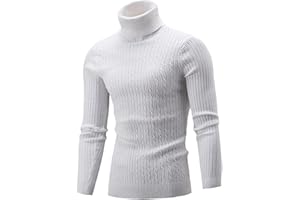 AIDEAONE Maglione Dolcevita da Uomo Maglione Casual a Costine Slim Fit a Maglia Collo Alto Pullover Dolcevita
