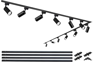 BRAVSEKAI 12-Lights LED Track Lighting Deckenleuchte Industrial, 20W Track Lighting Compelete Kit 3000K Deckenstrahler schwenkbar für Schlafzimmer, Küche und Wohnzimmer mit extra 4m Schienen