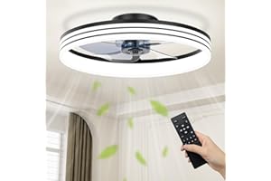 NIORSUN 50cm Ceiling Fans with Lights and APP Remote, 6 Speeds and 3000K-6500K Dimmable Quiet Ceiling Fan Light, Smart Modern LED Fan Lights Ceiling for Bedroom Dining Room Living Room (Black)