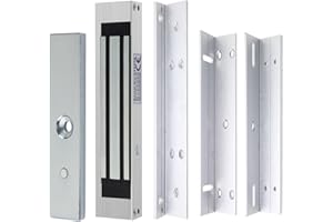 YAVIS Serrure Électromagnétique Étanche DC 12V, 180 KG/350LBs de force, Surface brossée, Modèle NC, Supports Z & L inclus, idéale pour systèmes de contrôle d'accès extérieurs et intérieurs