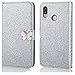 Produktbild CXTcase Huawei P20 Lite Hülle, Handyhülle Leder Tasche Flip Case Magnet Schutzhülle mit Schmetterling Glitter Sparkle Motiv Hülle für Huawei P20 Lite Weiß
