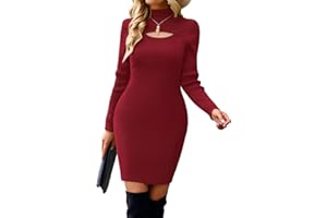VOTEPRETTY Jumper Dress for Women UK Winter Dresses Ladies High Elasticity Long Sleeve Knitted Sweater Dresses
