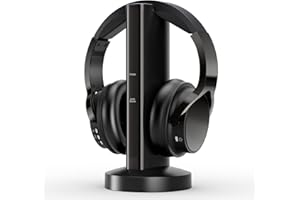 RYBOZEN Cuffie Wireless TV con 2.4GHz Trasmissione Digitale , Senza Fili Cuffia con Base di Ricarica e Porta Ottica