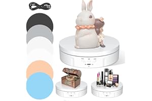Drehteller Elektrisch, VAYOTOY 360 Grad Drehscheibe Elektrisch 6 Zoll/14,6 cm 10 kg Kleiner Elektrischer Drehteller mit 6 Hintergrundpapier USB-Aufladung für Anzeige und Fotografie