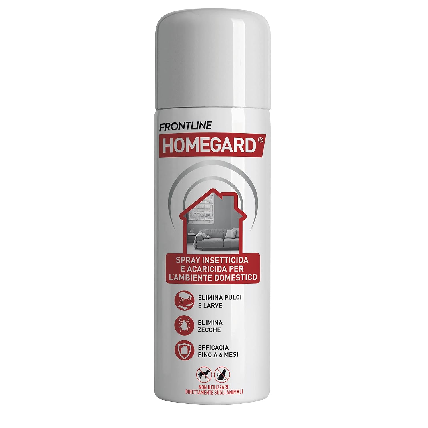 Frontline Homegard, Spray Insetticida Per L’ambiente Domestico (250ml) | Azione Rapida, Protegge Mobili e Tessili di Casa, Elimina Pulci, Zecche, Uova e Larve Fino a 6 Mesi, Formato 250 ml