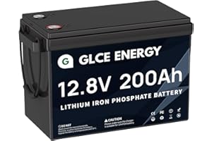 Batterie LiFePO4 12V 200Ah, GLCE ENERGY Batterie lithium-ion phosphate avec BMS 200A amélioré pour bateau, camping-car, marine, moteur à la traîne, stockage d'énergie domestique et hors réseau, etc